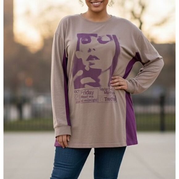 Taylor Swift Midnights Colorblocked Long Sleeve Top 3X Midnights Merch - Picture 1 of 10
